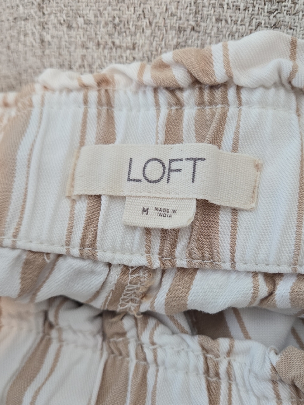 LOFT Cream and Tan Striped Pull-on Shorts - Picture 8 of 9